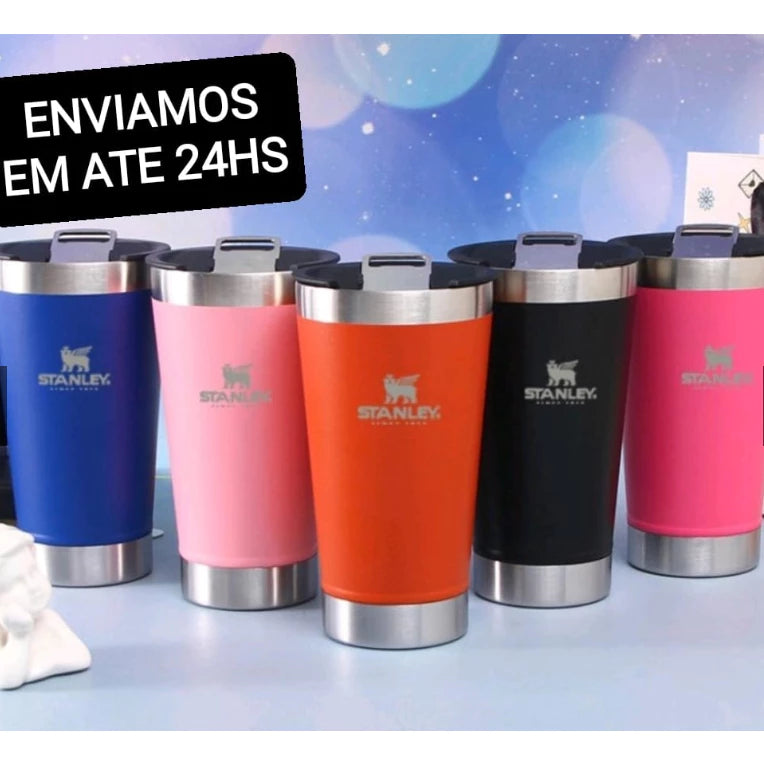 Copo Térmico com Tampa E Abridor 473ml Cerveja Café Inox Gelada Quente - HomeChic