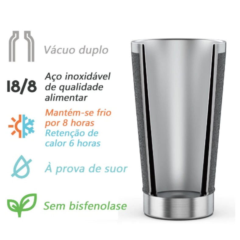 Copo Térmico com Tampa E Abridor 473ml Cerveja Café Inox Gelada Quente - HomeChic